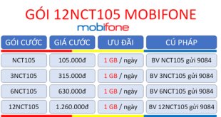 Đăng ký gói cước 12NCT105 Mobifone nhận 360GB data online thả ga cả năm