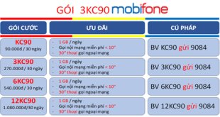 Đăng ký gói cước 3KC90 MobiFone cực rẻ có ngay combo thoại+data sử dụng trong 3 tháng