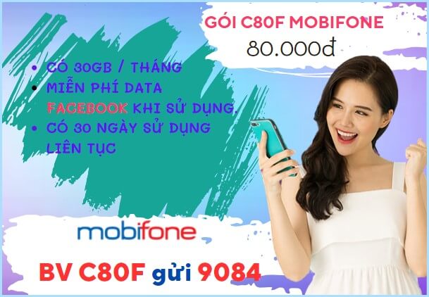 Đăng ký gói cước 12C80F MobiFone ưu đãi 360GB - free tiện ích sử dụng cả năm