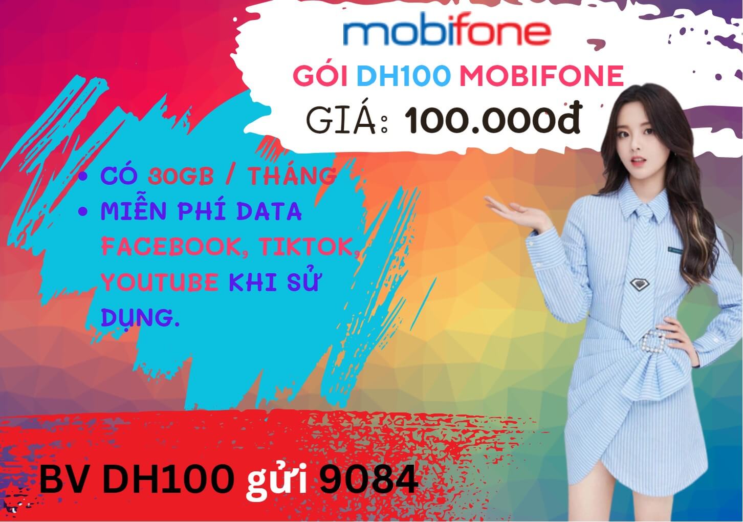 Cách đăng ký gói cước 12DH100 Mobifone nhận ưu đãi 360GB- free học tiếng Anh, lướt MXH liên tục 12 tháng