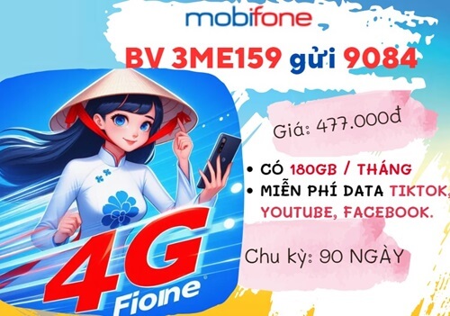 Đăng ký gói cước 3ME159 MobiFone nhận 540GB data kèm tiện ích miễn phí