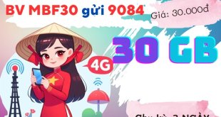 Gói cước MBF30 MobiFone: 30GB data tốc độ cao chỉ 30K, hết sức hấp dẫn!