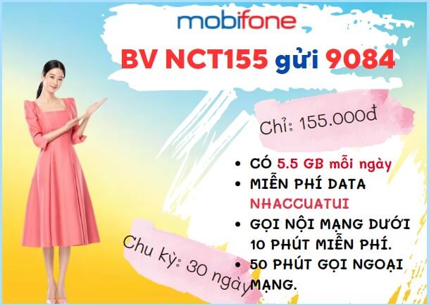 Đăng ký gói cước NCT155 Mobifone nhận tới 165GB DATA, gọi thả ga