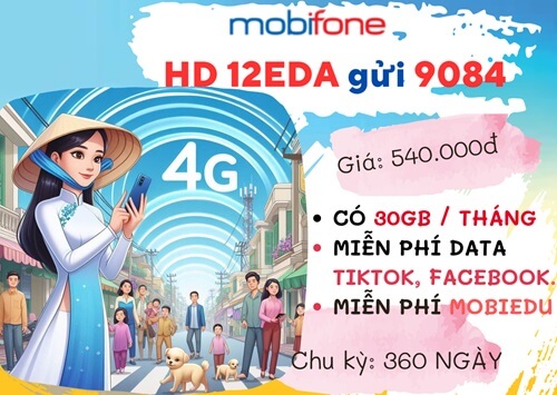 Cách đăng ký gói cước 12EDA Mobifone có ngay 1 năm sử dụng