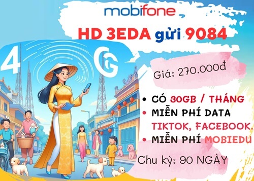 Đăng ký gói cước 3EDA Mobifone nhận 90GB data, dùng tiện ích thả ga