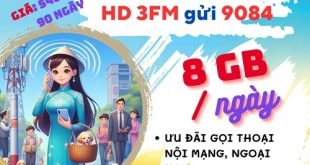 Gói cước 3FM MobiFone: Ưu đãi 3 tháng, có 8GB/ngày, gọi thả ga