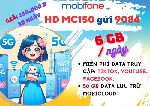 Đăng ký gói cước MC150 Mobifone chỉ 150k nhận 30 ngày online
