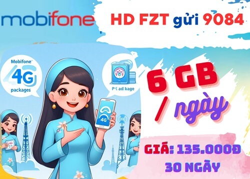 Gói cước FZT Mobifone có ngay 6GB DATA mỗi ngày, chu kỳ sử dụng 1 tháng