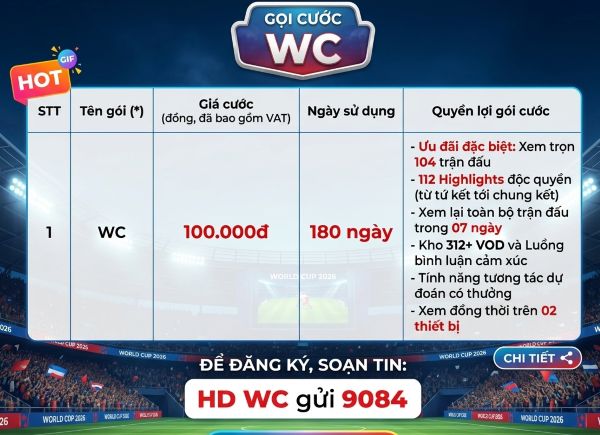 Cách đăng ký gói gước WC MobiFone xem trọn vẹn World Cup 2026 giá siêu hời